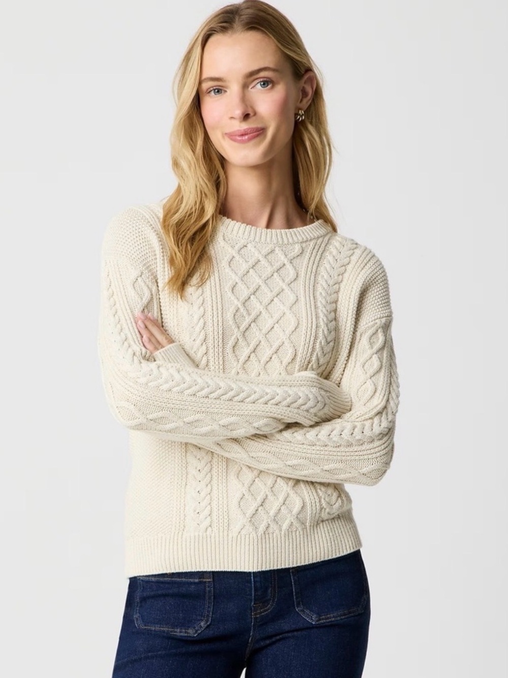 J. Crew Factory 100% cotton cable crewneck sweater